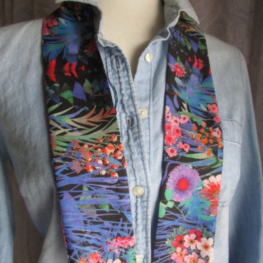 Liberty of London Art Fabric Skinny Scarf Tresco Black Floral Bespoke Co… - Picture 5 of 13